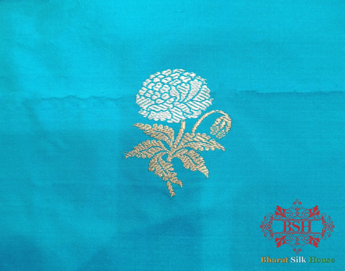 Firozi Handloom Banarasi Silk Suit Piece - Bharat Silk House Pure Kataan Silk
