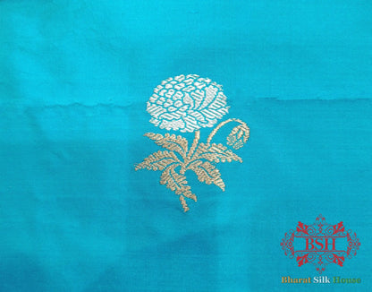 Firozi Handloom Banarasi Silk Suit Piece - Bharat Silk House Pure Kataan Silk