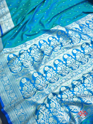 Firozi Single Zari Tanchoi Silk Saree - Bharat Silk House Tanchoi katan