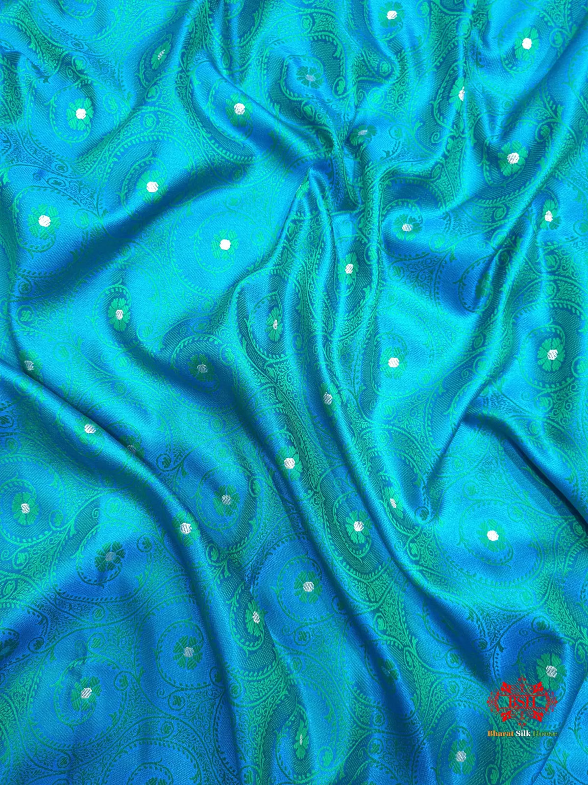 Firozi Single Zari Tanchoi Silk Saree - Bharat Silk House Tanchoi katan