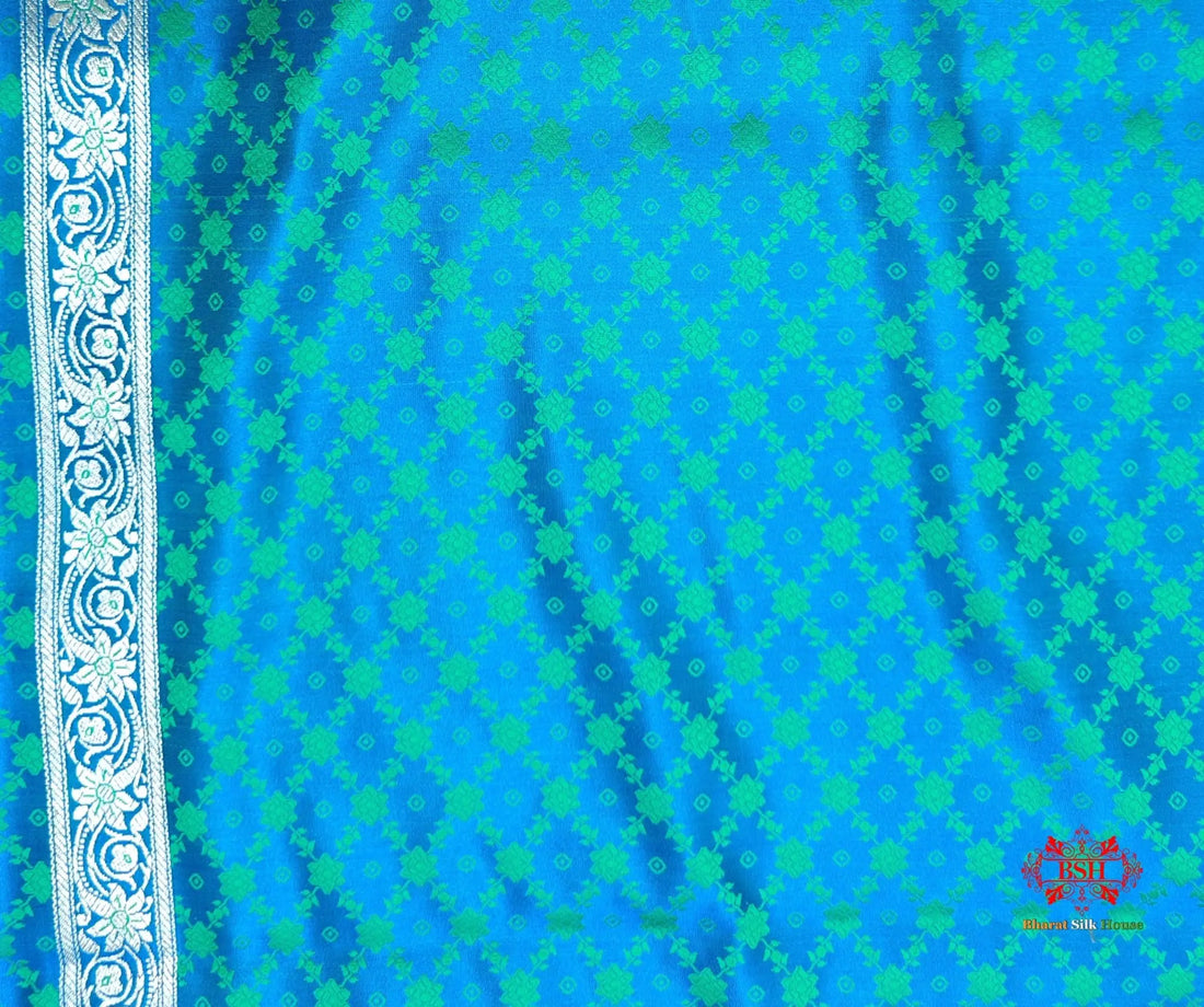 Firozi Single Zari Tanchoi Silk Saree - Bharat Silk House Tanchoi katan
