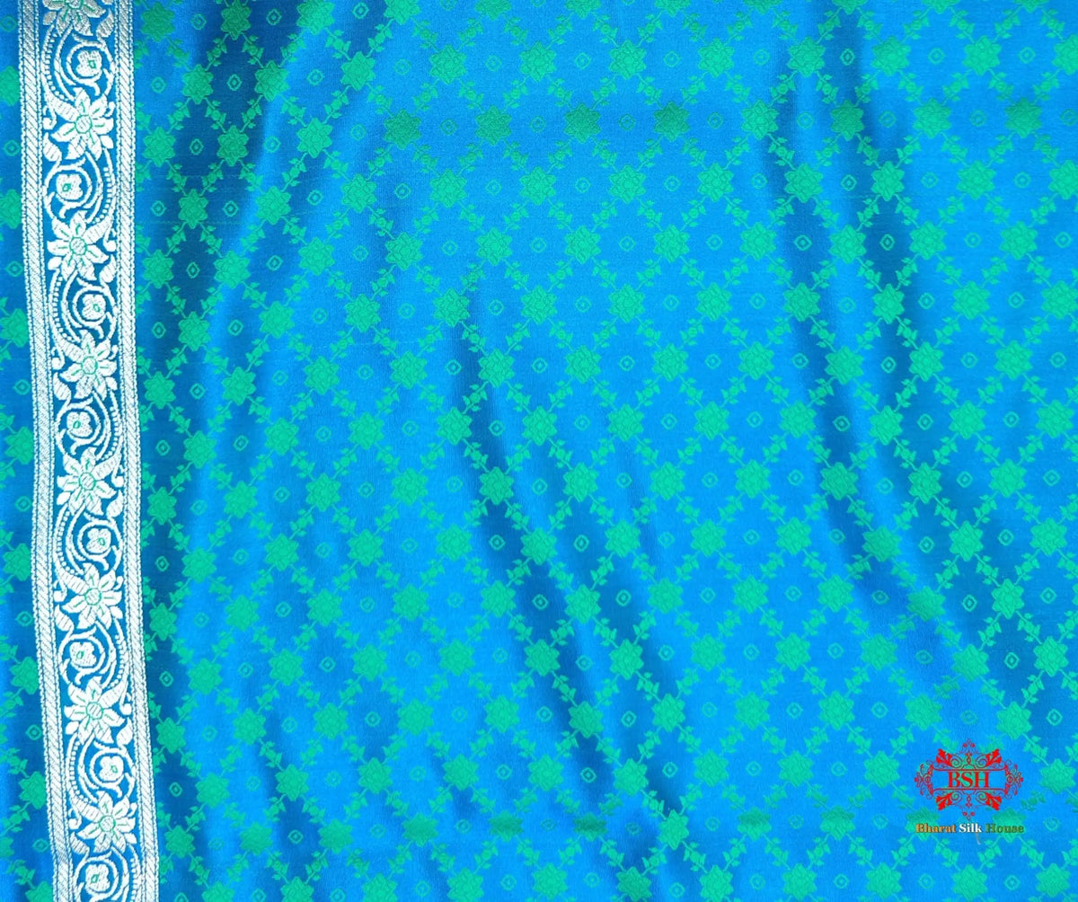 Firozi Single Zari Tanchoi Silk Saree - Bharat Silk House Tanchoi katan