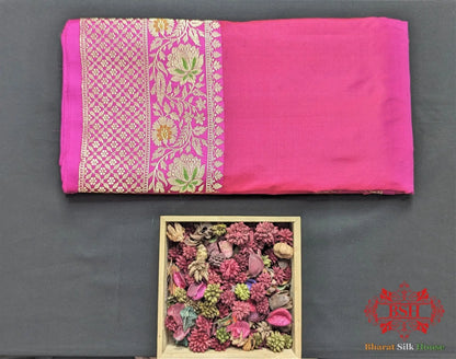 Fuscia Pink Pure Katan Silk Banarasi Handloom Saree - Bharat Silk House Pure Kataan Silk