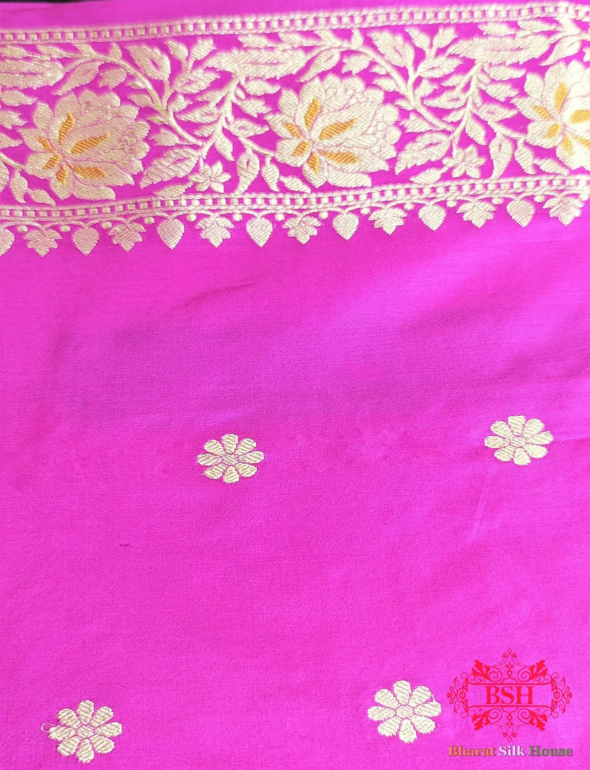 Fuscia Pink Pure Katan Silk Banarasi Handloom Saree - Bharat Silk House Pure Kataan Silk
