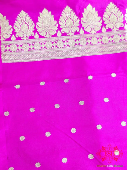 Fuscia Pink Pure Katan Silk Banarasi Handloom Saree - Bharat Silk House Pure Kataan Silk