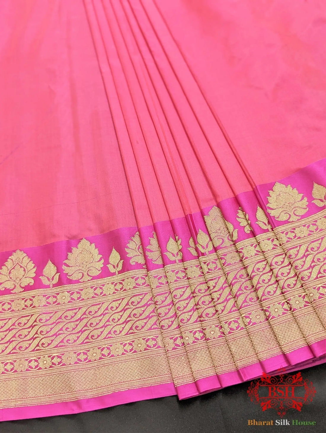 Fuscia Pink Pure Katan Silk Banarasi Handloom Saree - Bharat Silk House Pure Kataan Silk