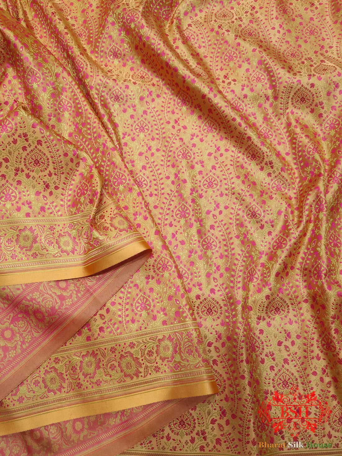 Gazari Dohri Resham Booti Tanchoi Silk Saree - Bharat Silk House Tanchoi katan