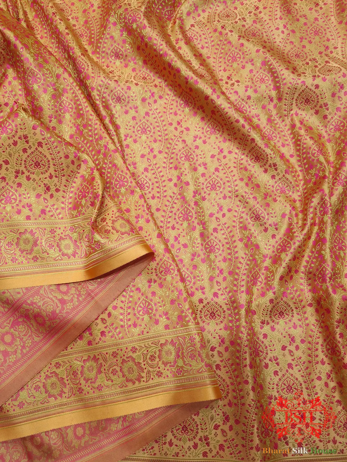 Gazari Dohri Resham Booti Tanchoi Silk Saree - Bharat Silk House Tanchoi katan