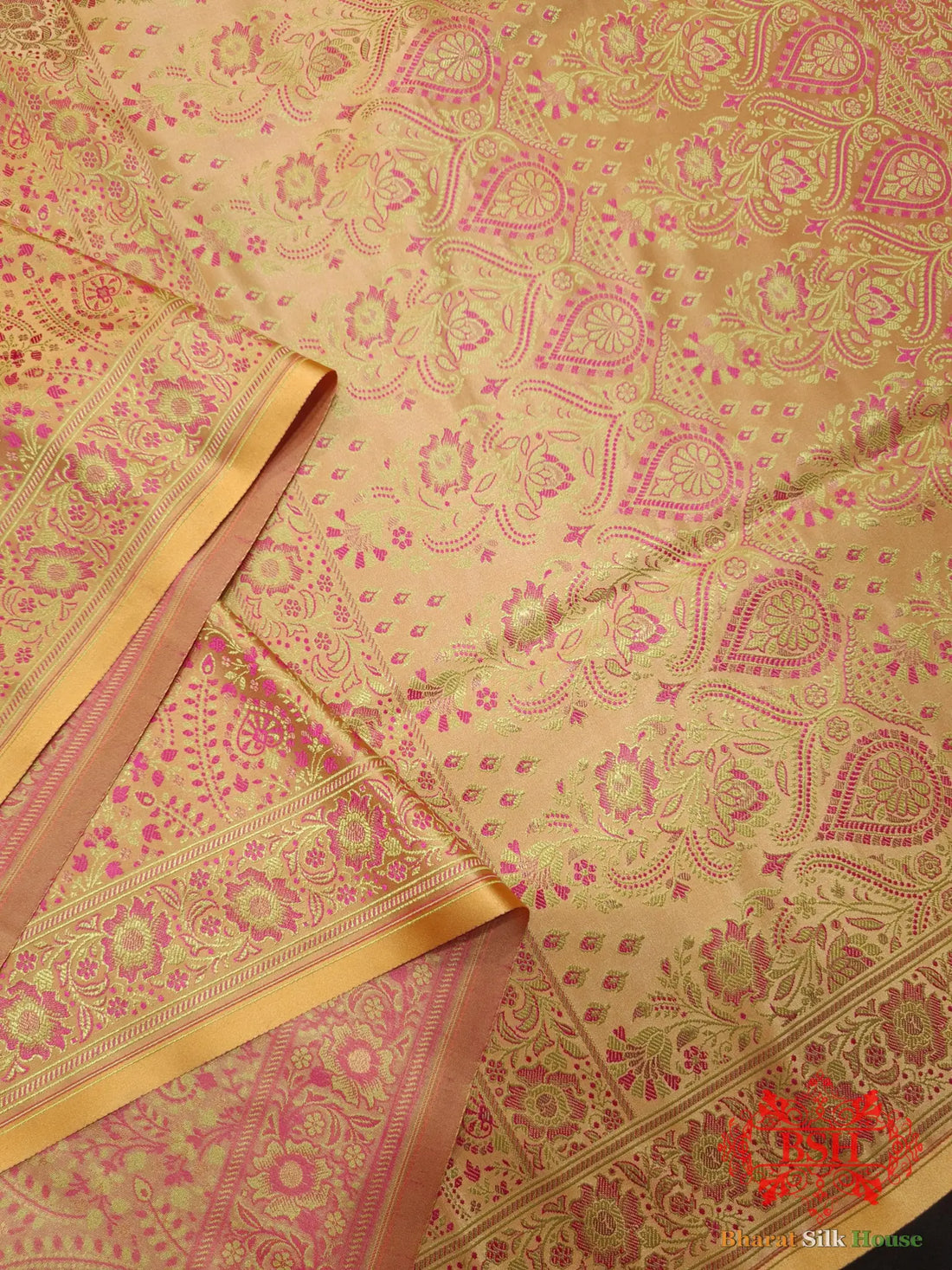 Gazari Dohri Resham Booti Tanchoi Silk Saree - Bharat Silk House Tanchoi katan