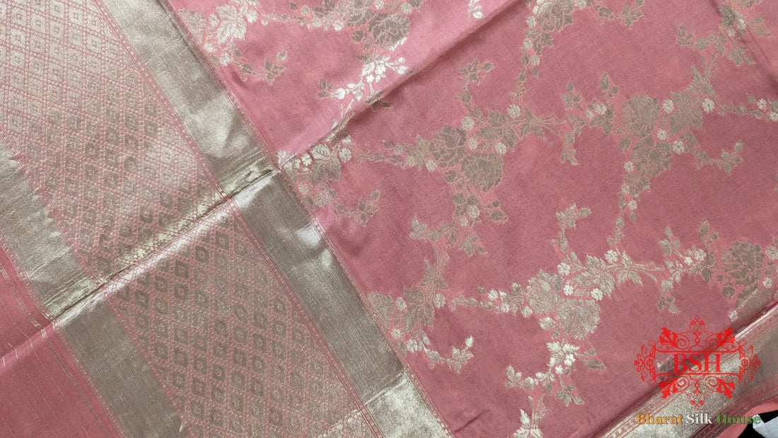 Gazari Floral Banarasi Pure Silk Katan Sona Rupa Dupatta - Bharat Silk House Pure Silk Dupatta