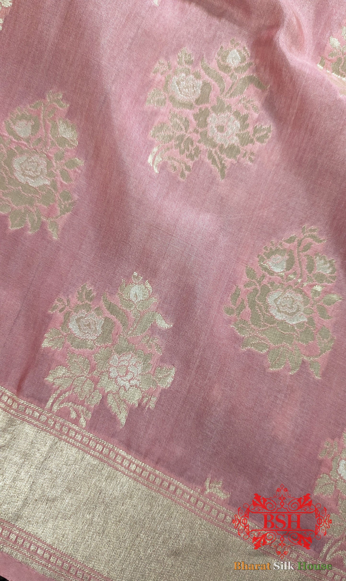 Gazari Pure Banarasi Handwoven Katan Silk Dupatta - Bharat Silk House