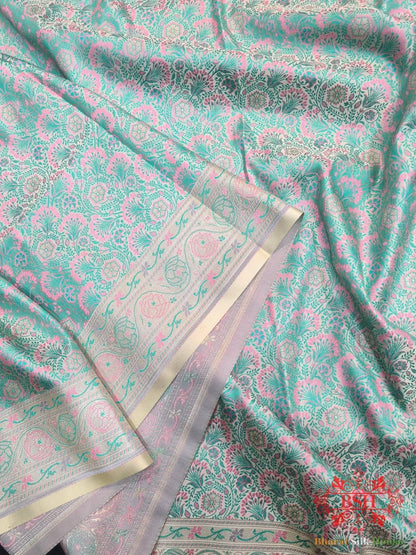 Gnocchi Beige Dohri Resham Zari Booti Tanchoi Silk Saree - Bharat Silk House Tanchoi katan
