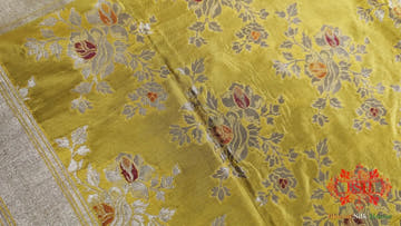Gold Yellow Handwoven Banarasi Silk Dupatta - Bharat Silk House Pure Silk Dupatta