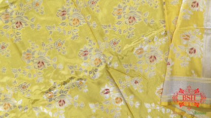Gold Yellow Handwoven Banarasi Silk Dupatta - Bharat Silk House Pure Silk Dupatta