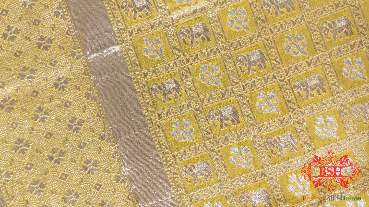 Gold Yellow Pure Katan Silk Sona Rupa Dupatta - Bharat Silk House