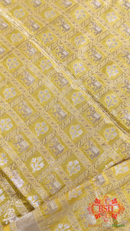 Gold Yellow Pure Katan Silk Sona Rupa Dupatta - Bharat Silk House Pure Silk Dupatta