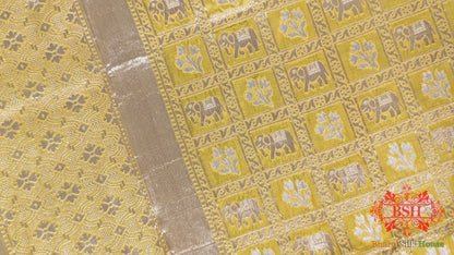 Gold Yellow Pure Katan Silk Sona Rupa Dupatta - Bharat Silk House Pure Silk Dupatta