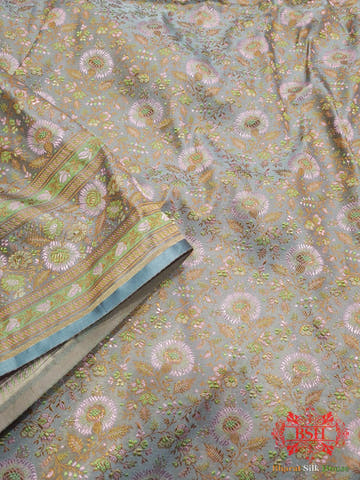 Gray Chauthera (Four Color) Resham Zari Tanchoi Katan Silk Saree - Bharat Silk House Tanchoi katan