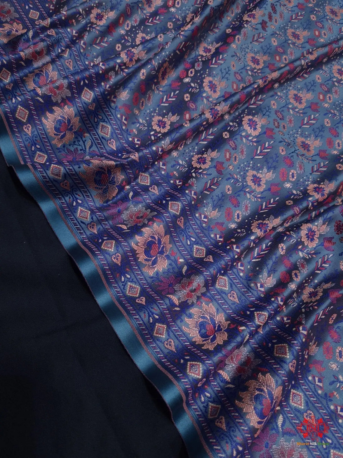 Gray Chauthera (Four Color) Resham Zari Tanchoi Katan Silk Saree - Bharat Silk House Tanchoi katan