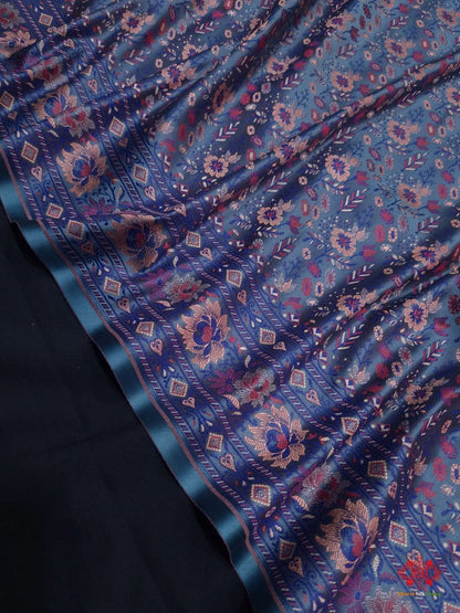 Gray Chauthera (Four Color) Resham Zari Tanchoi Katan Silk Saree - Bharat Silk House Tanchoi katan