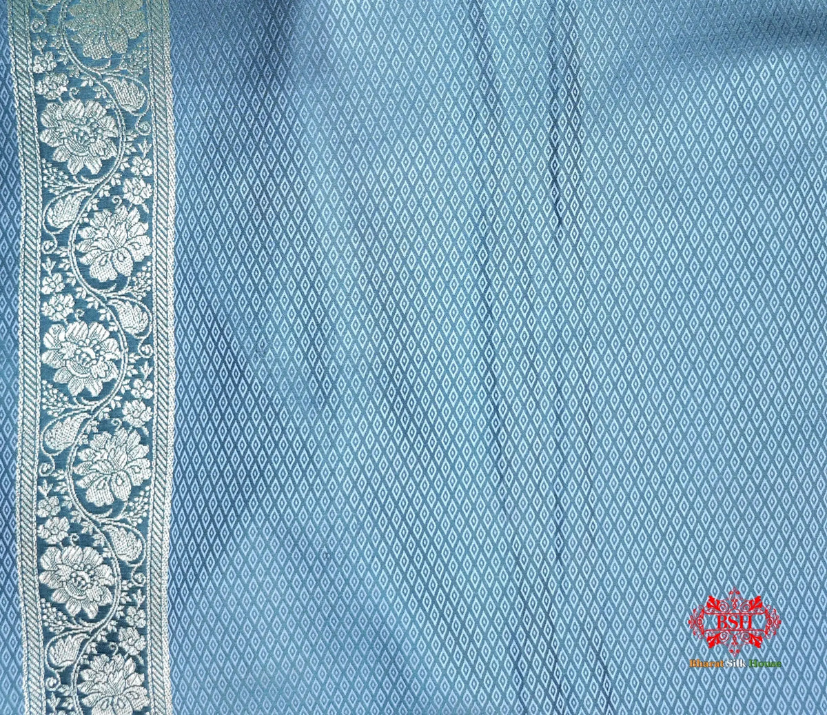 Gray Single Zari Tanchoi Silk Saree - Bharat Silk House Tanchoi katan