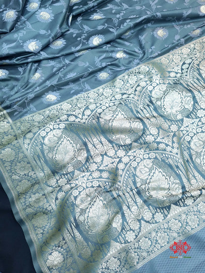 Gray Single Zari Tanchoi Silk Saree - Bharat Silk House Tanchoi katan