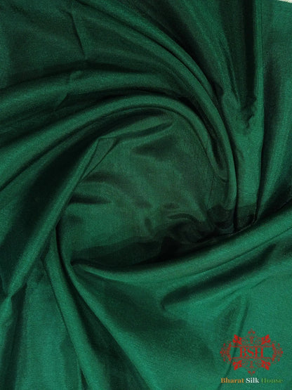 Green Banaras Ghats Weaved Silk Saree - Bharat Silk House Semi-Silk