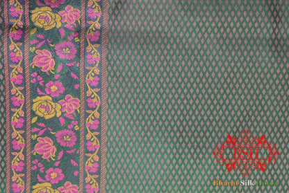 Green Chauthera (Four Color) Resham Zari Tanchoi Katan Silk Saree - Bharat Silk House Tanchoi katan