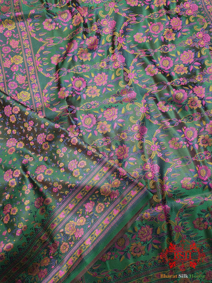 Green Chauthera (Four Color) Resham Zari Tanchoi Katan Silk Saree - Bharat Silk House Tanchoi katan