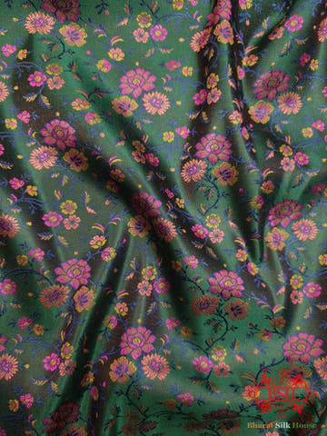 Green Chauthera (Four Color) Resham Zari Tanchoi Katan Silk Saree - Bharat Silk House Tanchoi katan