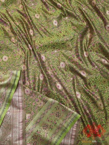 Green Dohri Resham Zari Booti Tanchoi Silk Saree - Bharat Silk House Tanchoi katan