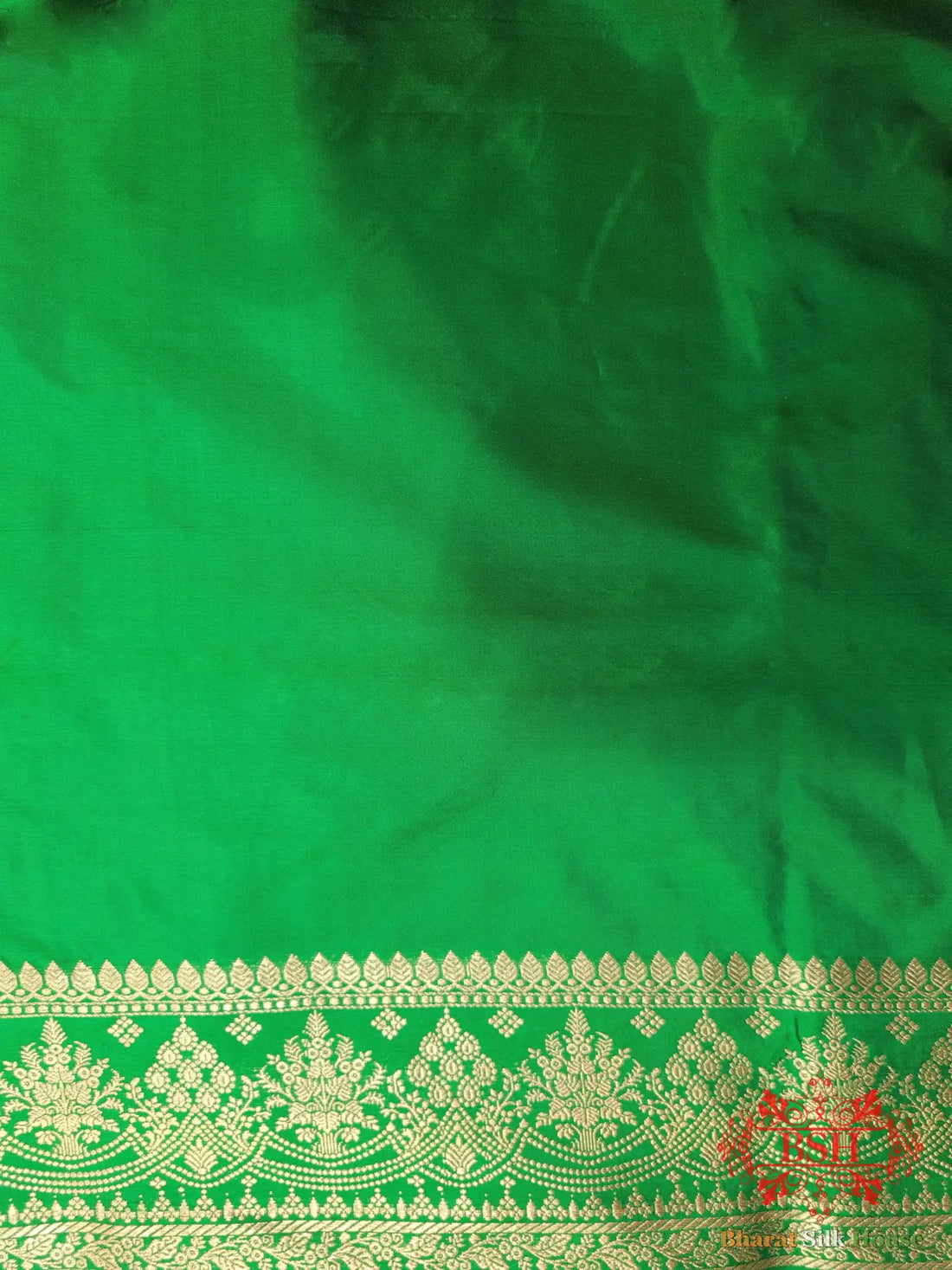 Green Handloom Banarasi Silk Suit Piece - Bharat Silk House Pure Kataan Silk