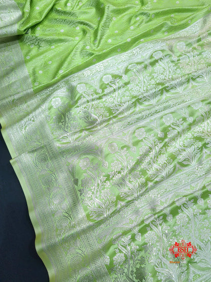 Green Single Zari Tanchoi Silk Saree - Bharat Silk House Tanchoi katan