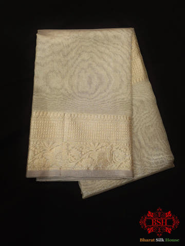 Grey Color Glass Tissue Silk Saree - Bharat Silk House Tissue Silk