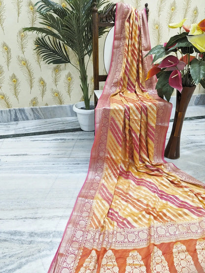Handbrush Dyed Chiffon Multicolor Saree - Bharat Silk House Chiffon Sarees