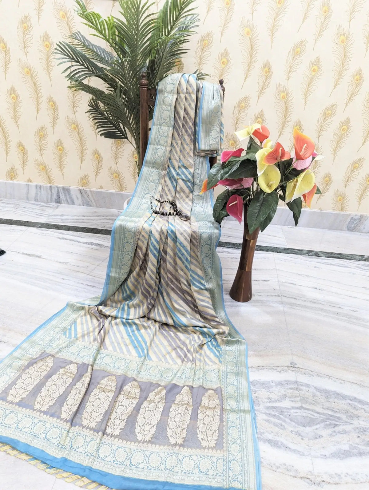 Handbrush Dyed Chiffon Multicolor Saree - Bharat Silk House Chiffon Sarees