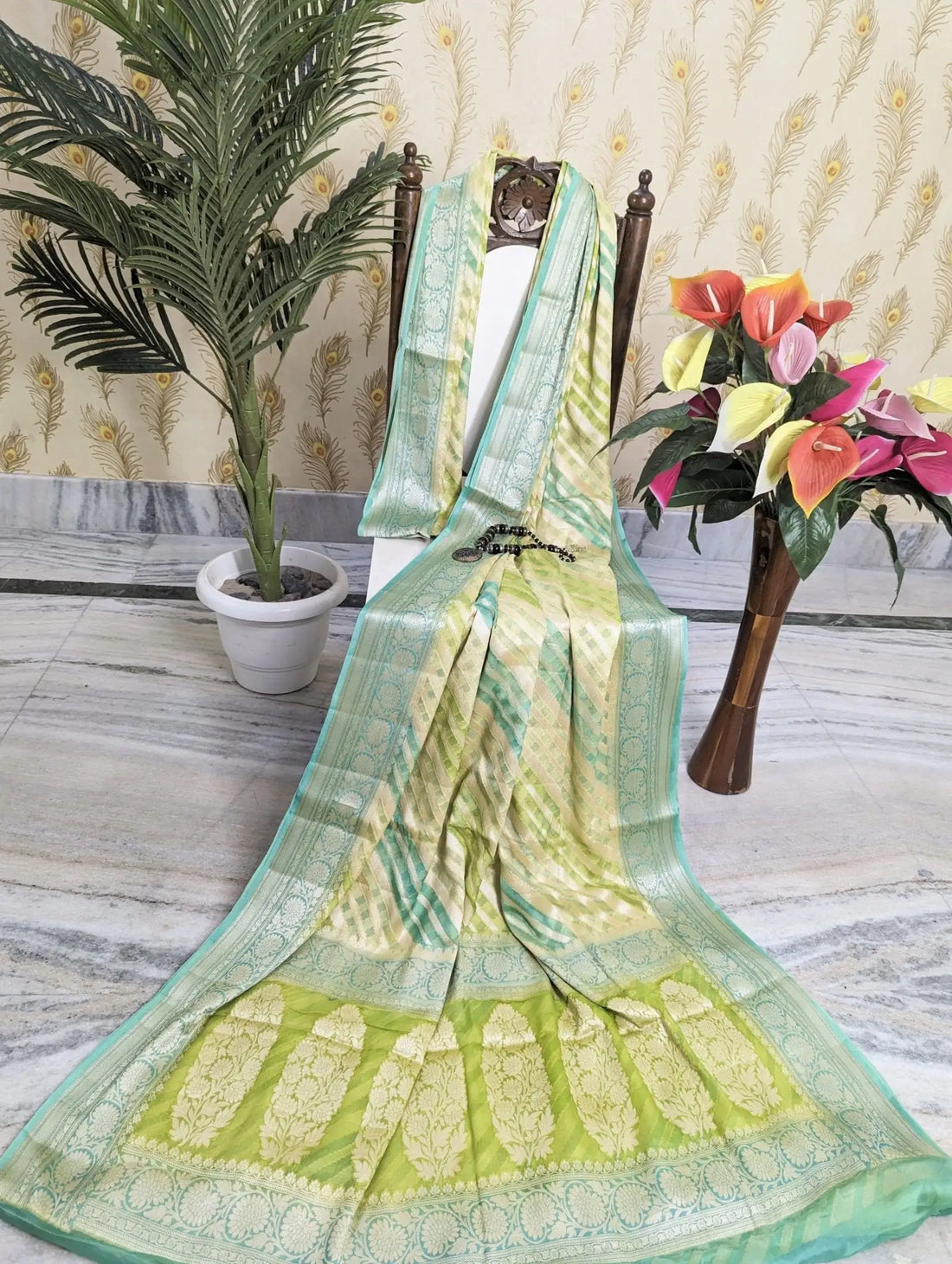 Handbrush Dyed Chiffon Multicolor Saree - Bharat Silk House Chiffon Sarees