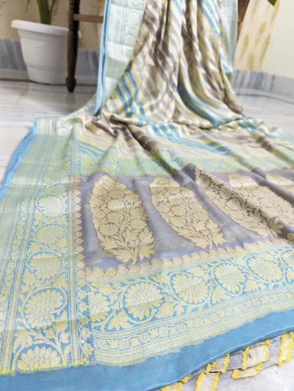 Handbrush Dyed Chiffon Multicolor Saree - Bharat Silk House Chiffon Sarees