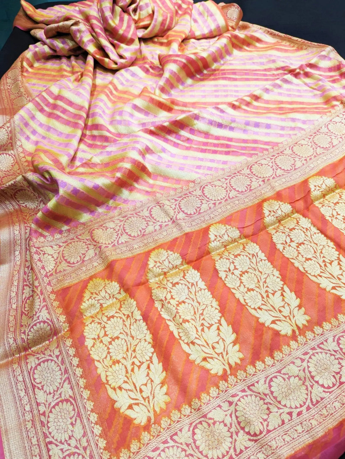 Handbrush Dyed Chiffon Multicolor Saree - Bharat Silk House Chiffon Sarees