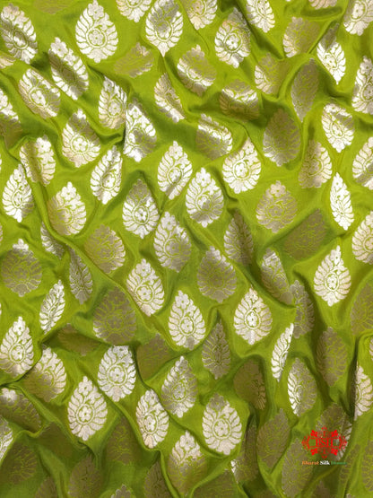 Handloom Banarasi Pure Katan Silk Floral Booti In Shades Of Green - Bharat Silk House Opara Silk