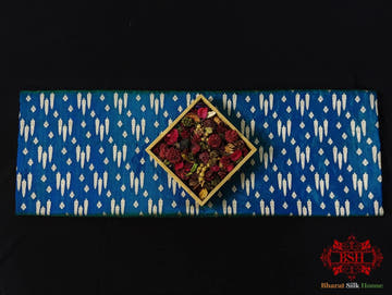 Handloom Banarasi Pure Katan Silk Floral Booti In Shades Of Peacock - Bharat Silk House Pure Kataan Silk