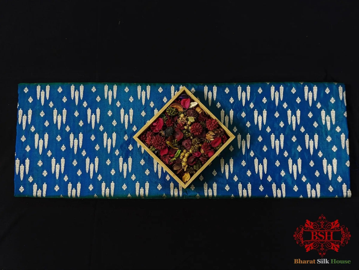 Handloom Banarasi Pure Katan Silk Floral Booti In Shades Of Peacock - Bharat Silk House Pure Kataan Silk