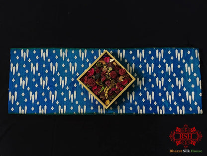 Handloom Banarasi Pure Katan Silk Floral Booti In Shades Of Peacock - Bharat Silk House Pure Kataan Silk