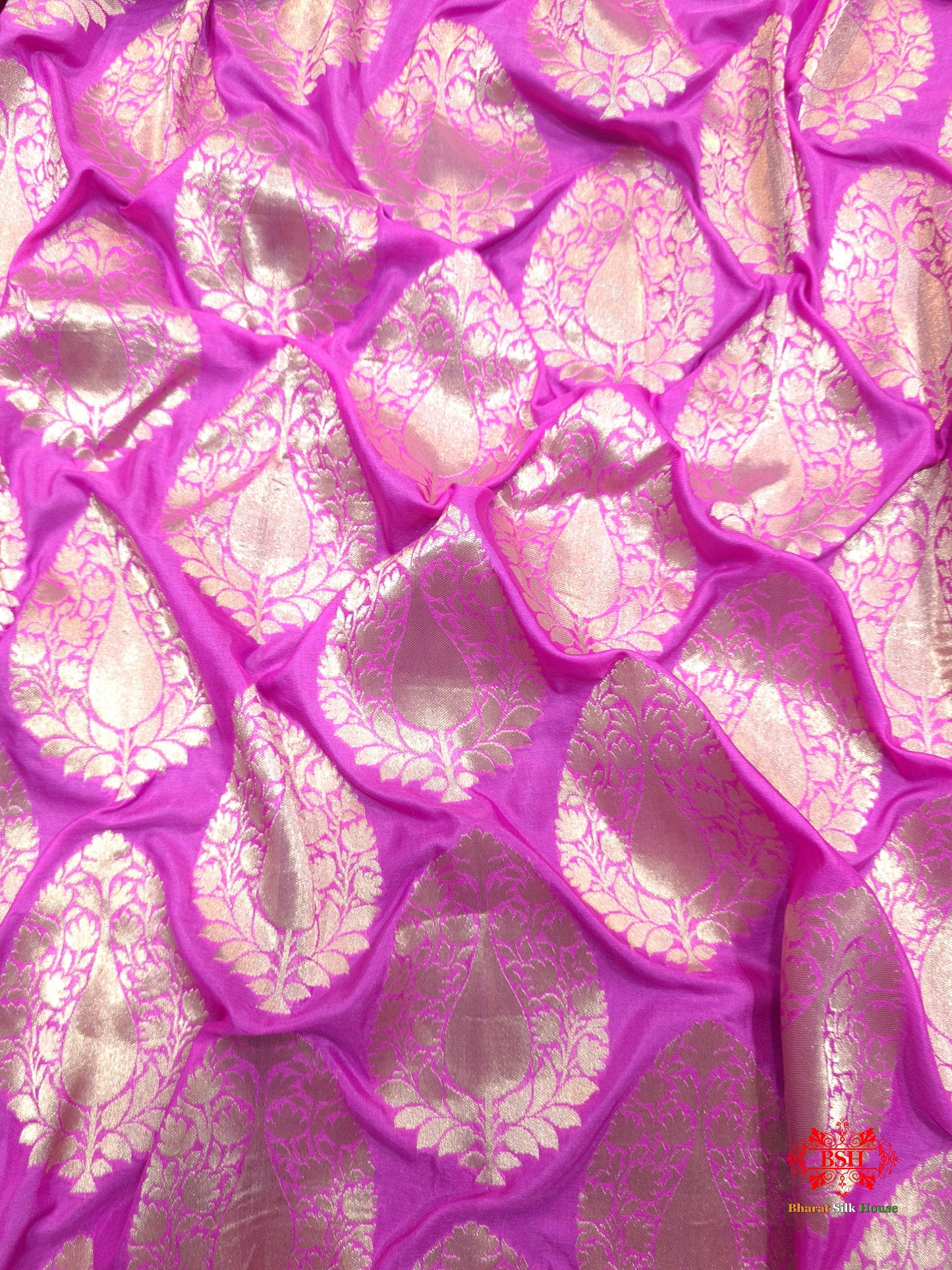 Handloom Banarasi Pure Katan Silk Floral Booti In Shades Of Pink - Bharat Silk House