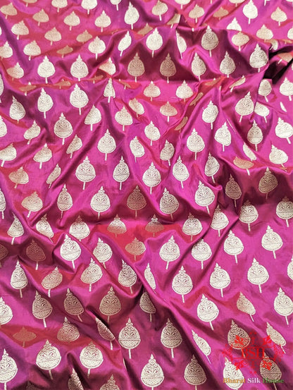 Handloom Banarasi Pure Katan Silk Floral Booti In Shades Of Pink - Bharat Silk House Pure Kataan Silk