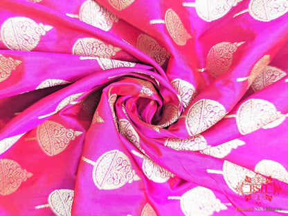 Handloom Banarasi Pure Katan Silk Floral Booti In Shades Of Pink - Bharat Silk House Pure Kataan Silk