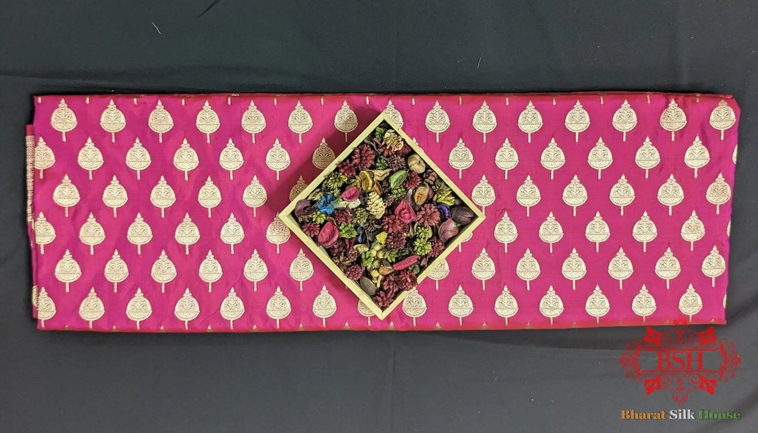 Handloom Banarasi Pure Katan Silk Floral Booti In Shades Of Pink - Bharat Silk House Pure Kataan Silk