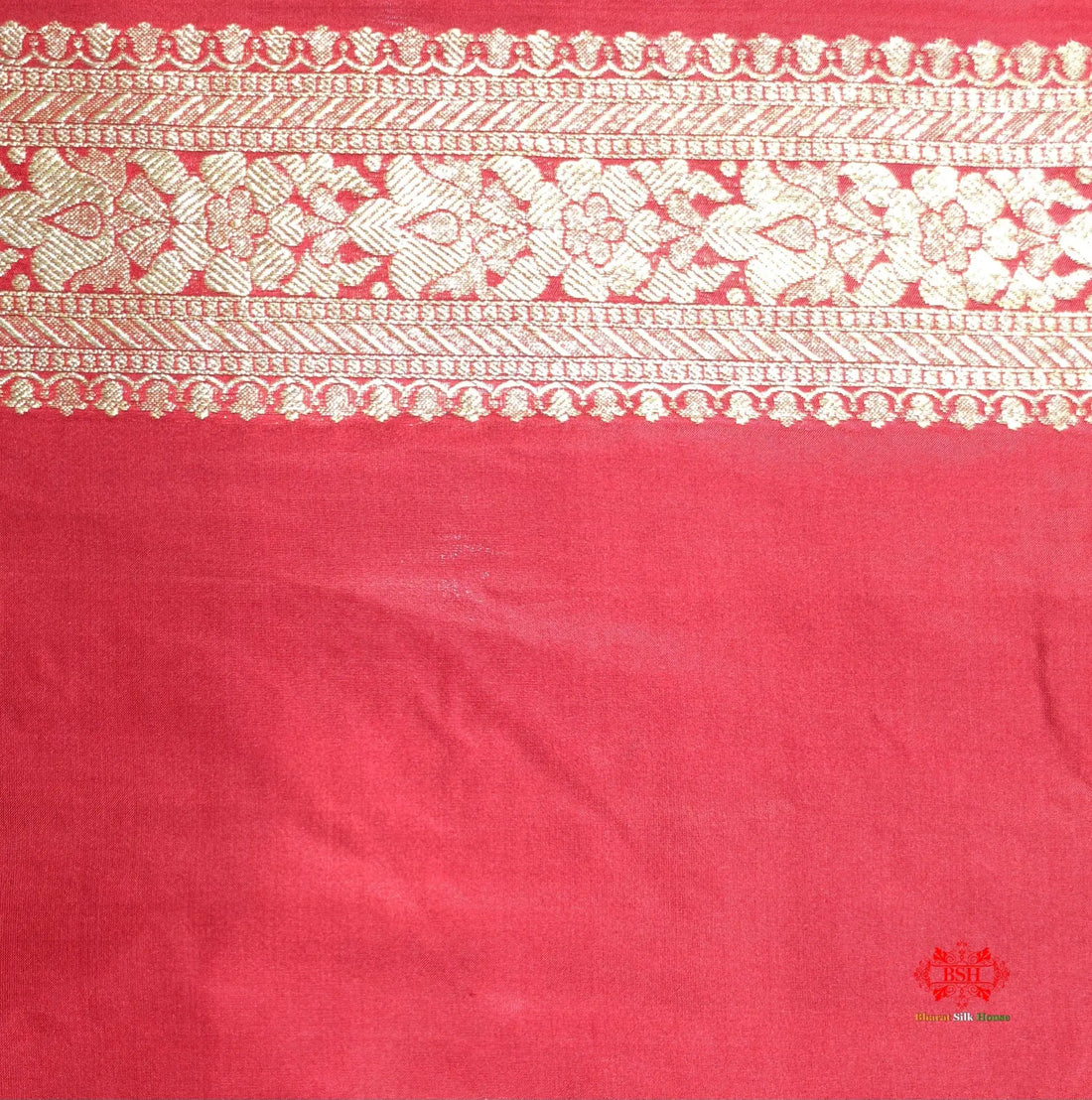 Handloom Banarasi Pure Katan Silk Floral Booti In Shades Of Red - Bharat Silk House Opara Silk