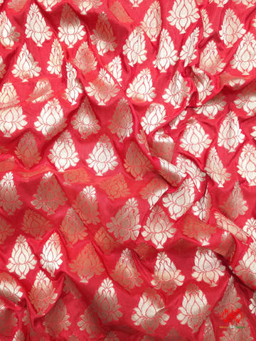 Handloom Banarasi Pure Katan Silk Floral Booti In Shades Of Red - Bharat Silk House Pure Kataan Silk