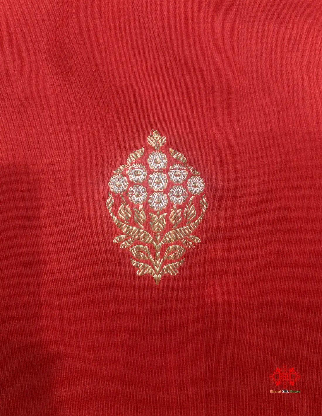 Handloom Banarasi Pure Katan Silk Floral Booti In Shades Of Red - Bharat Silk House Pure Kataan Silk
